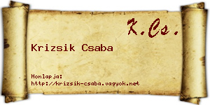 Krizsik Csaba névjegykártya