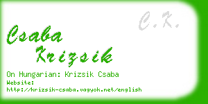 csaba krizsik business card